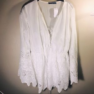 Alex & Alex LG long sleeve Romper w/ detail sleeve